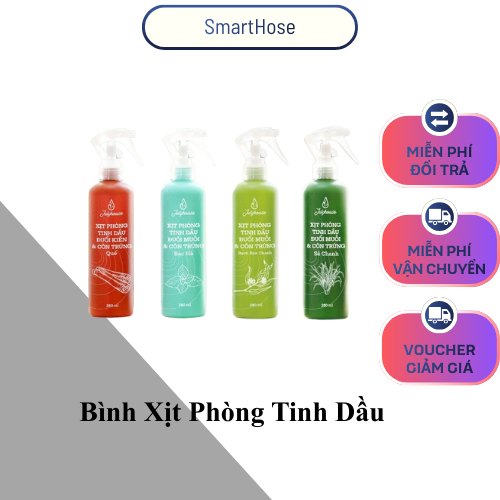 Bình Xịt Phòng Tinh Dầu Sả Chanh, Bạc Hà, Quế, Bạch Đàn Chanh Đuổi Muỗi 280ml Julyhouse - YOOSOO Sma