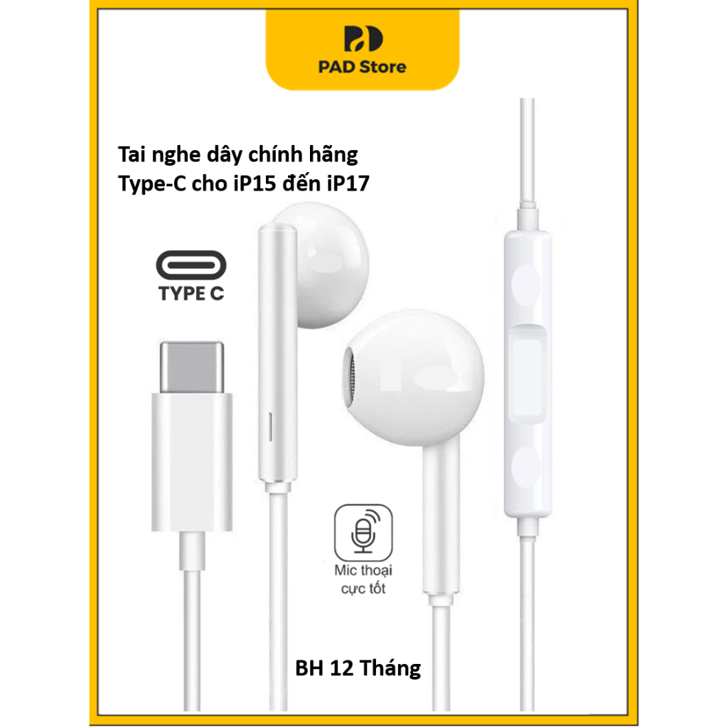 [Chính Hãng] Tai Nghe Dây Type-C Cho lP15 đến lP17 - BH 12 Tháng