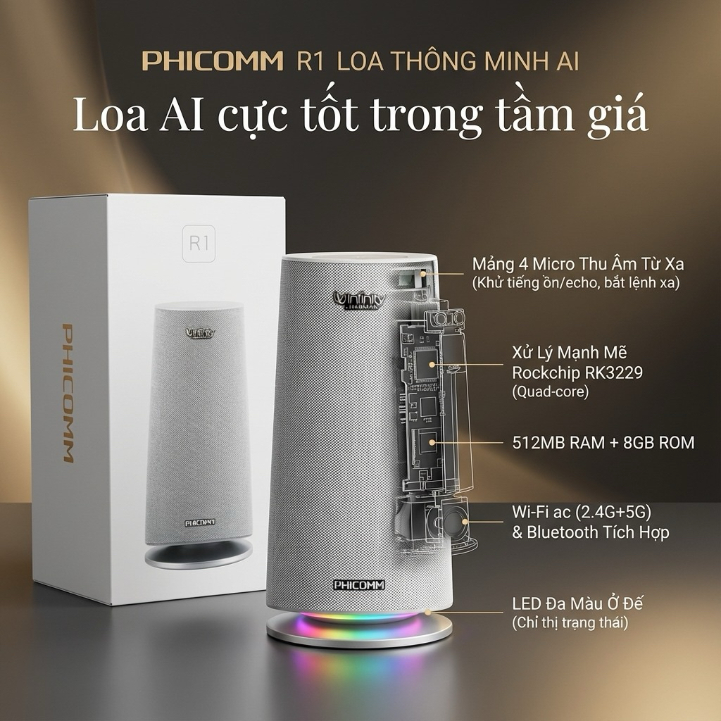 Loa PHICOMM R1 thông minh AI tiếng việt vỏ cũ