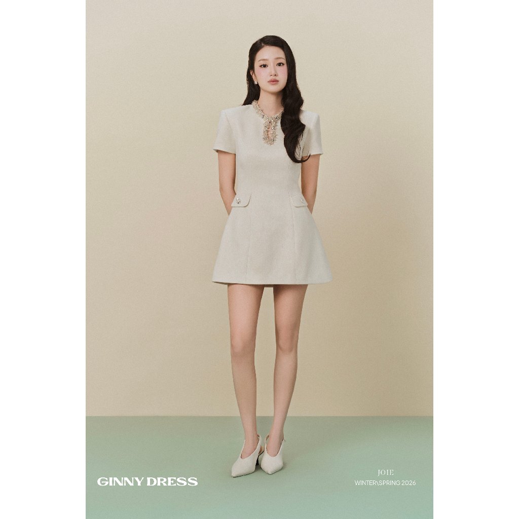 JOIE DES ROSES - Váy liền dáng chữ A cổ giọt nước viền đá GINNY DRESS