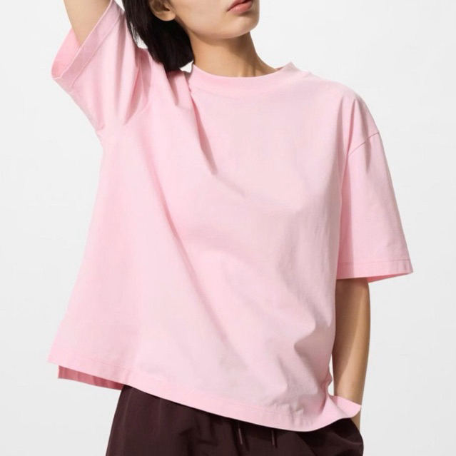  Áo thun cotton tay ngắn nữ airism cổ cao xuất khẩu có Big size 