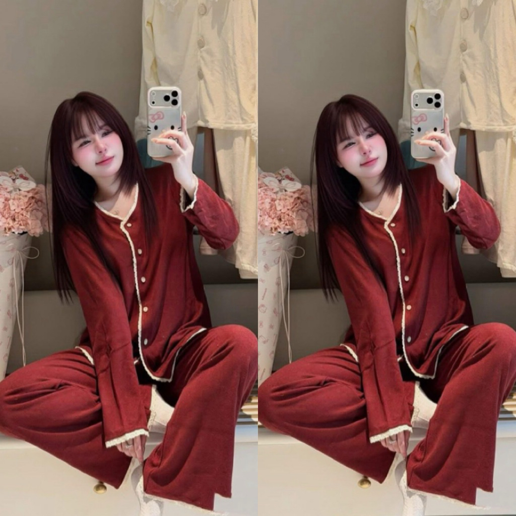 Set Bộ Nữ , Set Bộ Tăm Lông Thỏ Viền Mí Ren Mới Xinh MA812