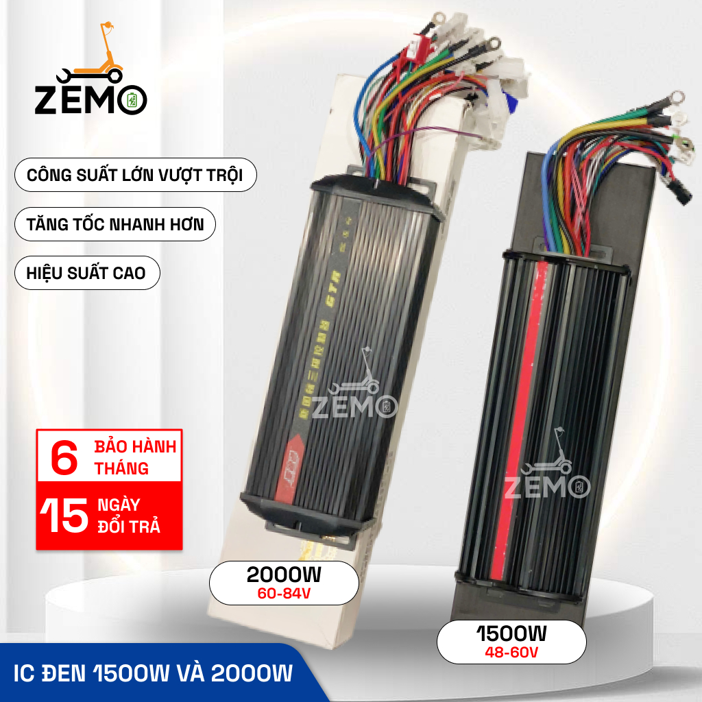 IC đen chỉ đỏ 1500w/2000w Chính hãng cho xe đạp điện, xe máy điện 60-84v 18 sò