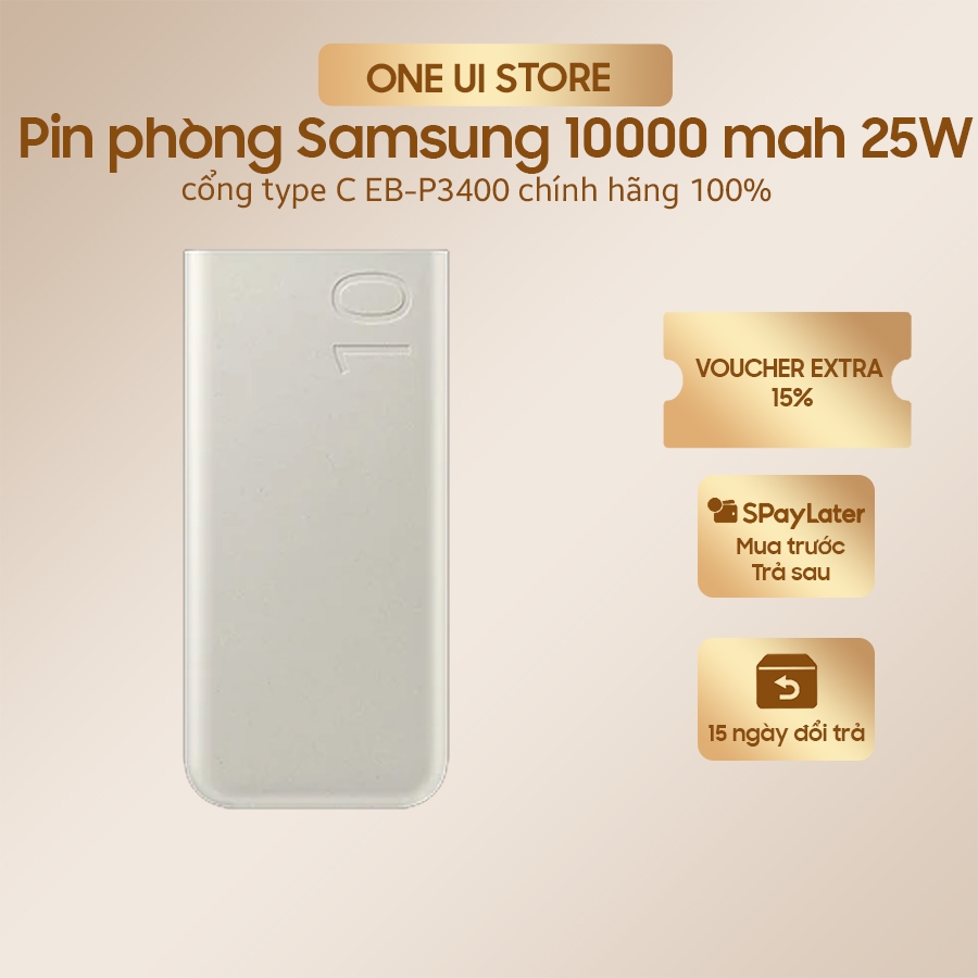 Sạc dự phòng Samsung 10000 mAh 25W cổng type C EB-P3400 chính hãng 100% - ONE UI STORE [hỏa tốc]