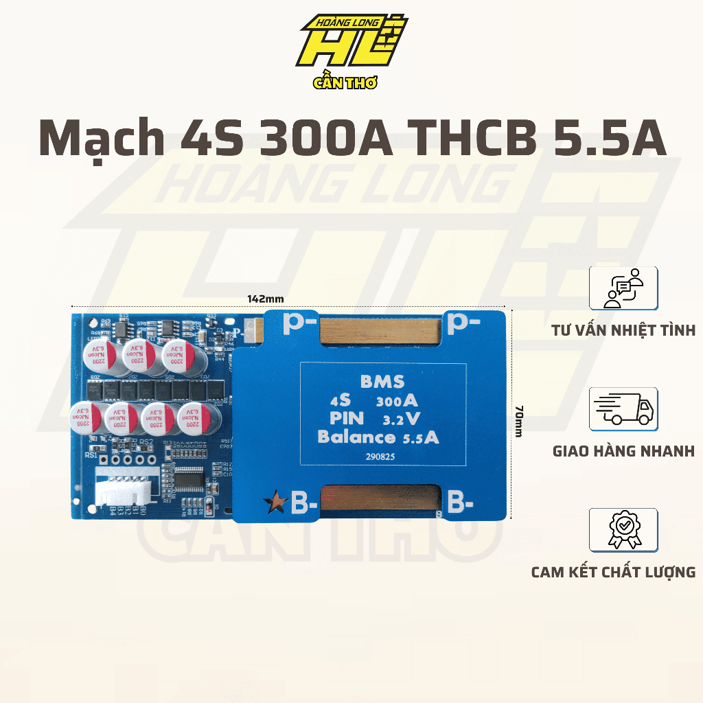 Mạch BMS 4S 300A Tích Hợp Cân Bằng Chủ Động 5.5A