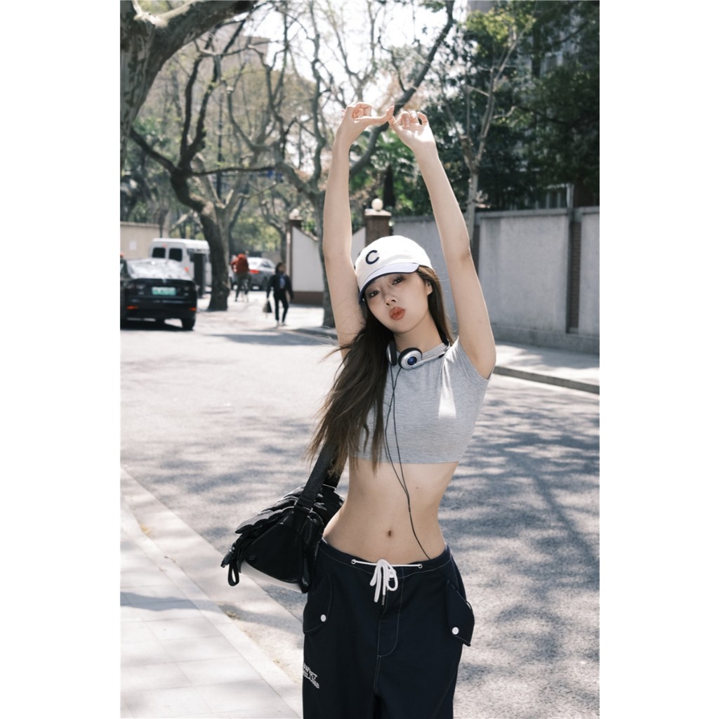 Áo thun croptop nữ Hở lưng Ngắn tay Ôm body Siêu ngắn sexy Đi nhảy dance bar pub Áo croptop Hở lưng 