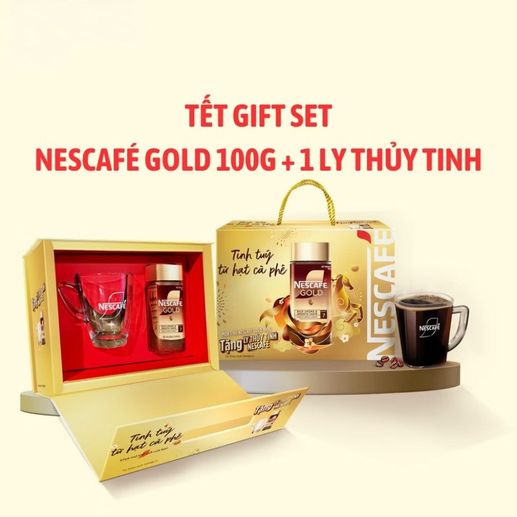 [Bộ quà tặng] NESCAFE GOLD HÀN 100G + LY CAO CẤP