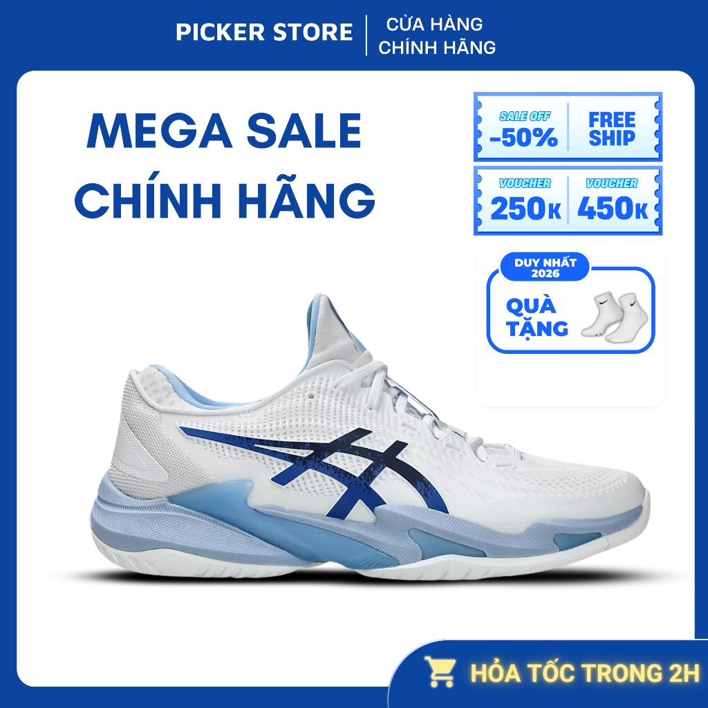 Giày Asics Court FF 3 Novak ‘White Tuna Blue’ 1041A522-967 chính hãng PICKER SHOES