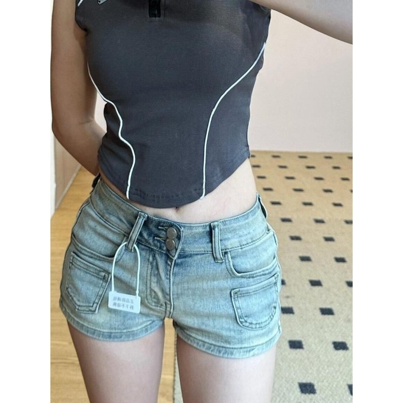 Quần short jean nữ Lưng thấp Form ôm body Tôn dáng Quần đùi sooc bò nữ Cạp thấp Ôm dáng Đi nhảy danc