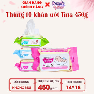 Thùng 10 Gói Khăn Ướt Em Bé Không Mùi TINA BABY 120Gram An Toàn Cho Da Nhạy Cảm