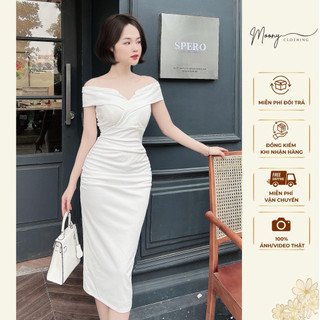 Váy Trễ Vai Nữ Dáng Dài Sang Chảnh. Đầm Dự Tiệc Thiết Kế Ôm Body Vải Umi Co Giãn Tốt Size 40-65Kg