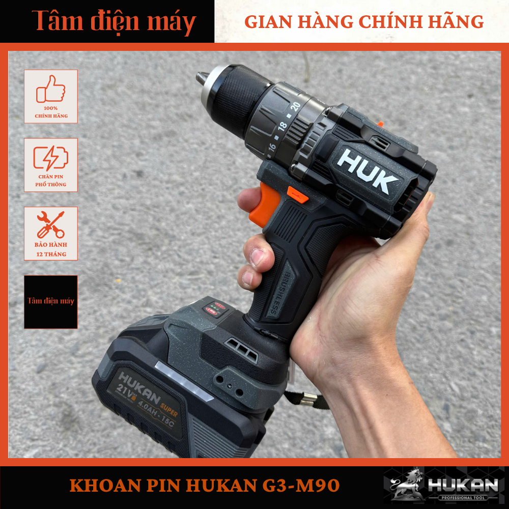[ CHÍNH HÃNG ] MÁY KHOAN PIN HUKAN 3 CHỨC NĂNG (GEN 3) G3-M90