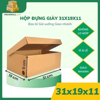 [Combo 10] Hộp Carton Nắp Gài Size 31x19x11 Hộp Đựng Giày Đóng Gói Giày Dép Thời Trang - Packmall247