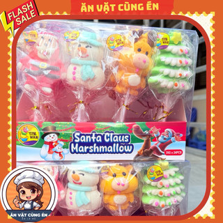  Khay 24 que kẹo dẻo xiên bông loại to marshmallow  chủ đề noel mẫu mới siêu ngon kẹo dẻo bông loại to bán lẻ 10k 