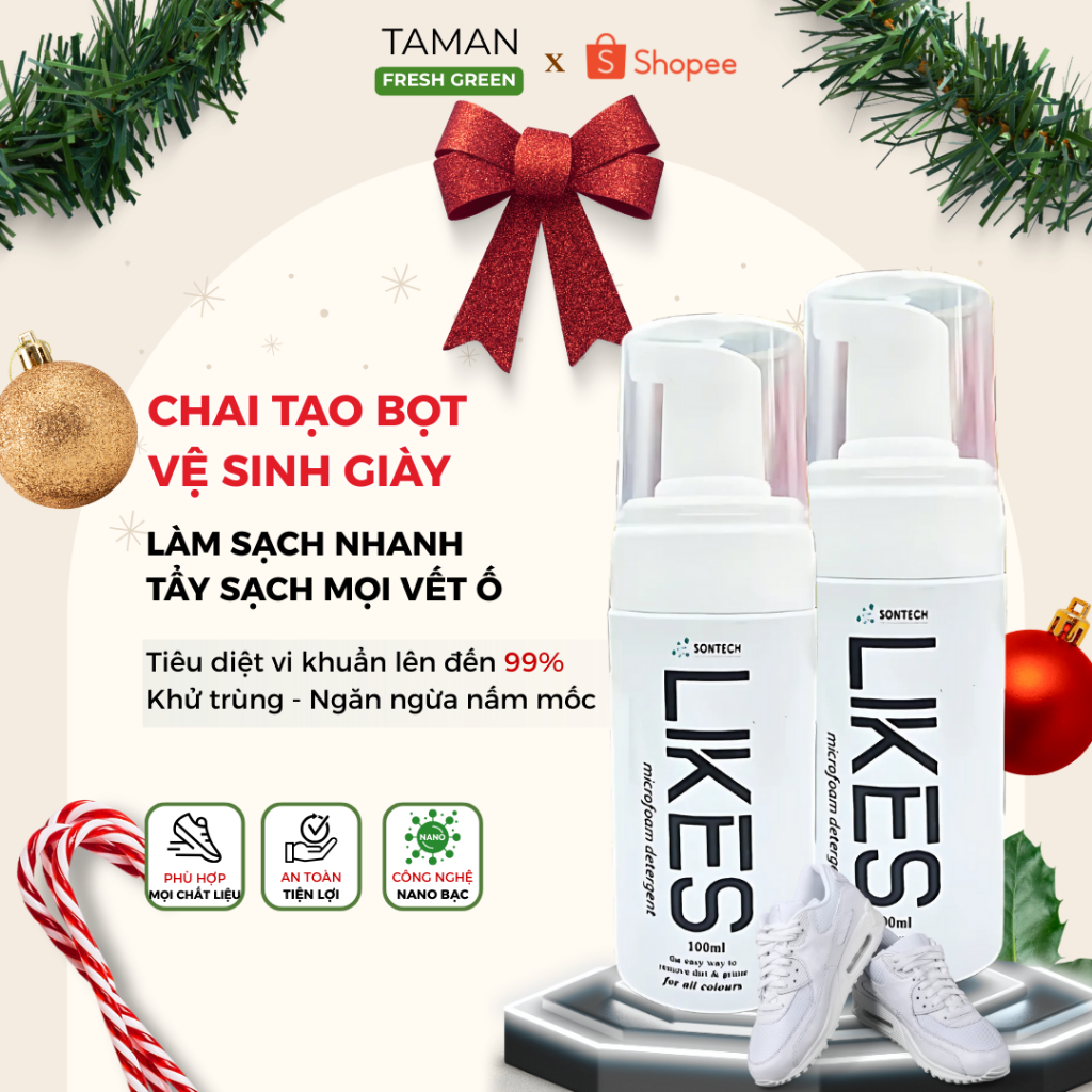 Chai Xịt Bọt Vệ Sinh Giày Sneaker SONTECH Nano Bạc Làm Sạch Vết Bẩn Nhanh, Khử Mùi Hôi Giày, Ẩm Mốc