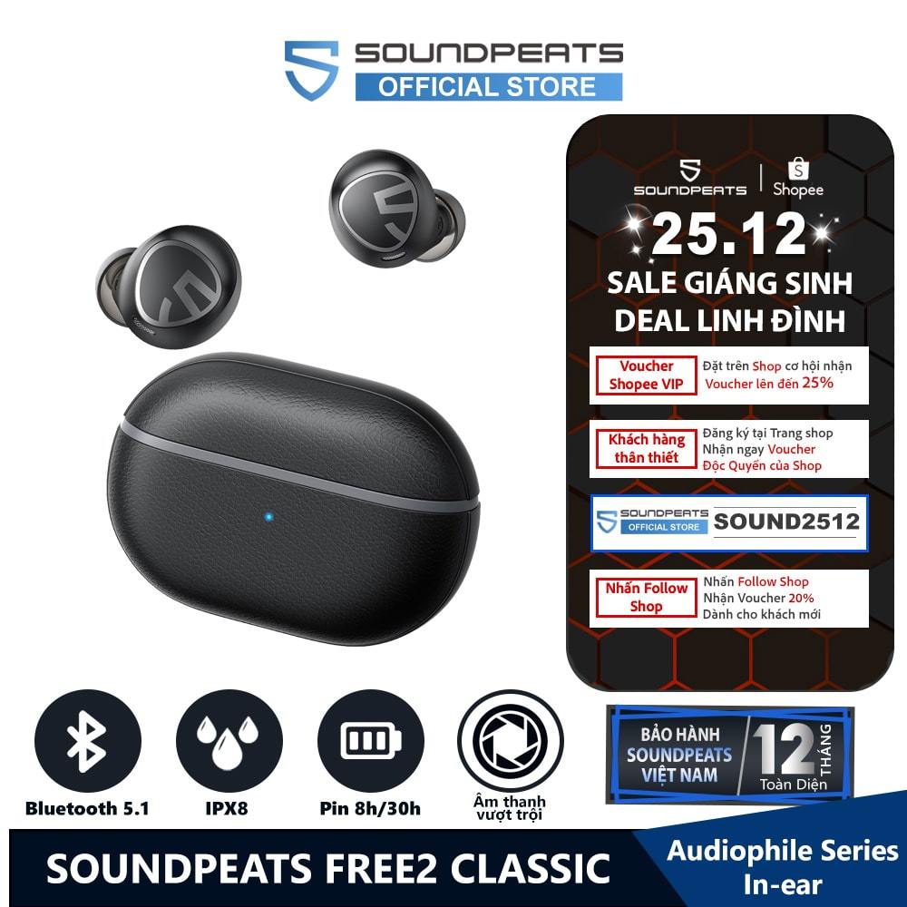 Tai nghe True Wireless SoundPEATS Free2 Classic | Mic Hợp Kim Lọc Bụi | IPX8 | Bluetooth 5.1 | BigBuy360 - bigbuy360.vn