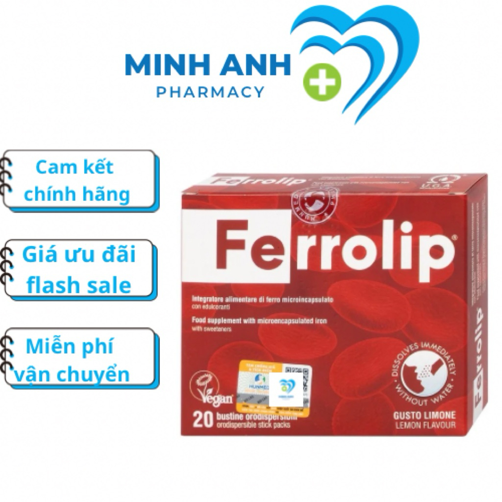 Sắt bột,Sắt sinh học Ferrolip liposome bổ sung sắt cho mẹ bầu người thiếu máu hộp 20gói