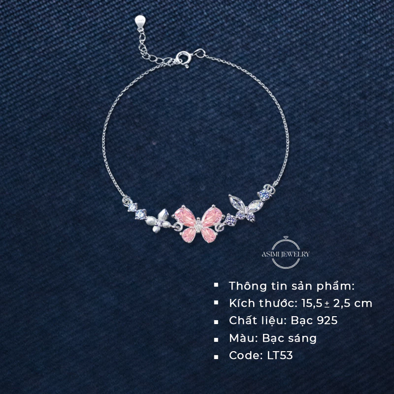 Lắc tay bạc Ý S925 Cánh Hồng Asimi Rosé Wings LT53 4