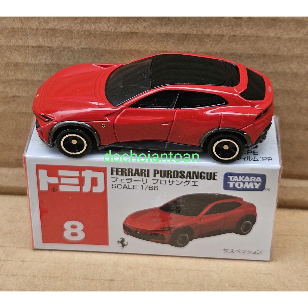Mô hình siêu xe Fe.ra.rri màu đỏ tomica Nhật bản No8 (có hộp)