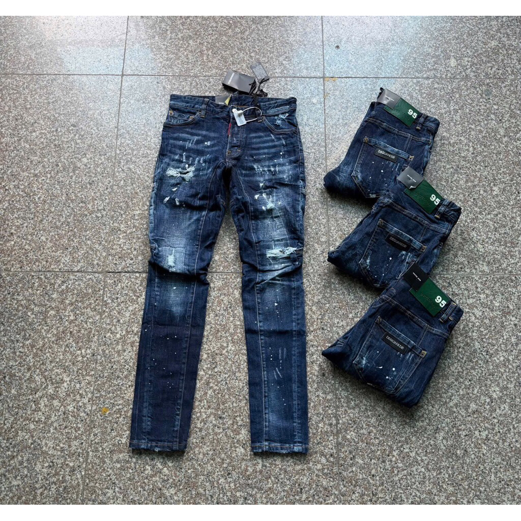 Quần jean nam DSQ xanh fom biker hàng Quảng Châu