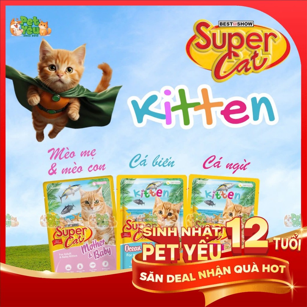 Pate cho mèo SuperCat gói 85gr date 3.4.5 năm 2026
