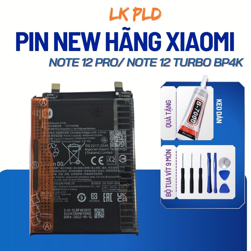 Pin Redmi Note 12 Pro Zin hãng và Zhicool, Mã Pin BP4K, Tặng kèm bộ mở máy và keo dán