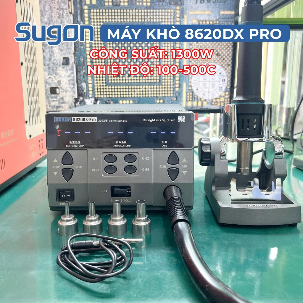 TRẠM MÁY KHÒ CÔNG SUẤT CAO 1300W SUGON 8620DX PRO, MÁY THỔI HƠI NÓNG SUGON