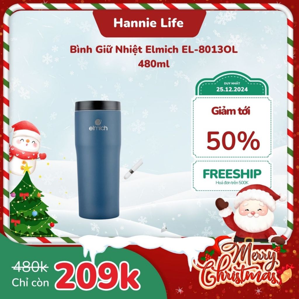 Bình Giữ Nhiệt Elmich EL-8013OL 480ml – Inox 304 An Toàn, Giữ Nhiệt Lâu+