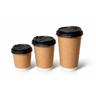 (HOẢ TỐC HN ) SET 50 - 100 LY GIẤY KRAFT 2 LỚP 270ML - 360ML - 500ML - 650ML  kèm nắp bật - dùng 1 lần