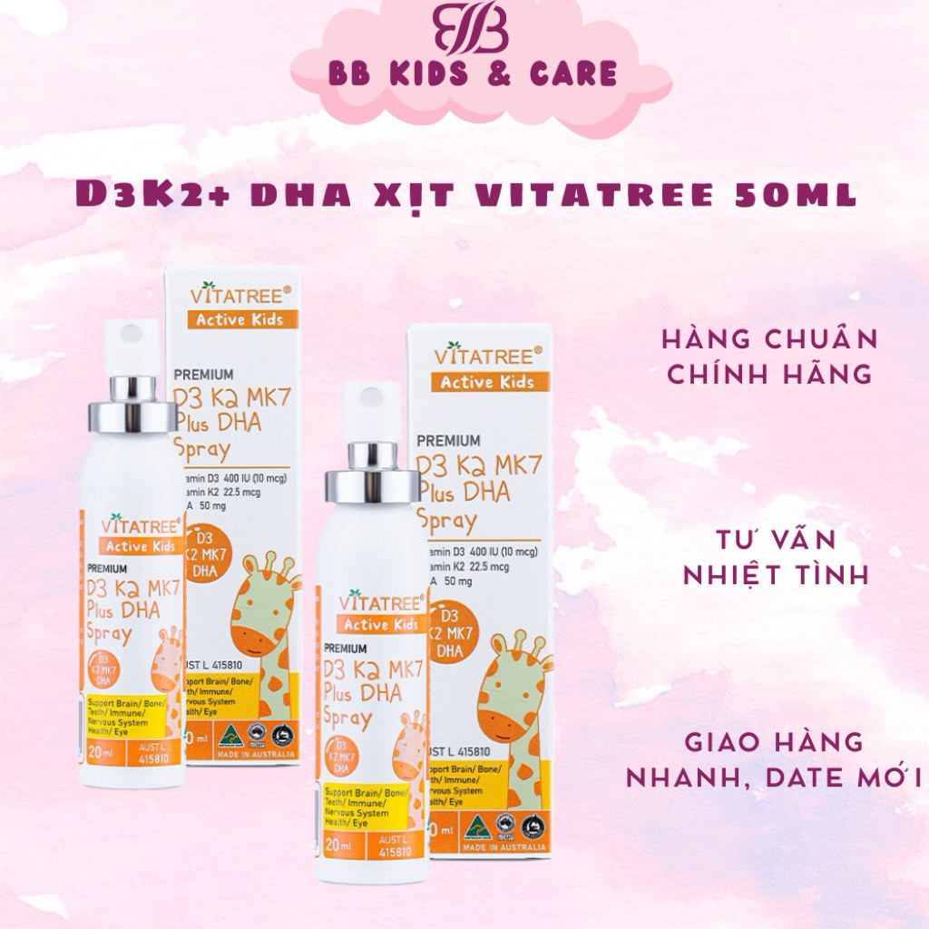 Vitamin D3K2 DHA Spray Vitatree dạng xịt tích hợp DHA