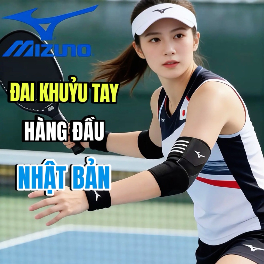 Đai Bảo Vệ Khuỷu Tay Chống Căng Cơ Mizuno, Hạn Chế Chấn Thương, Thoải Mái Vận Động - Pickleball, Tennis & Thể Thao