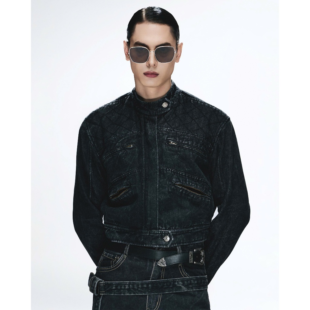 Áo Jacket LASOL Denim wash acid Mock Racer