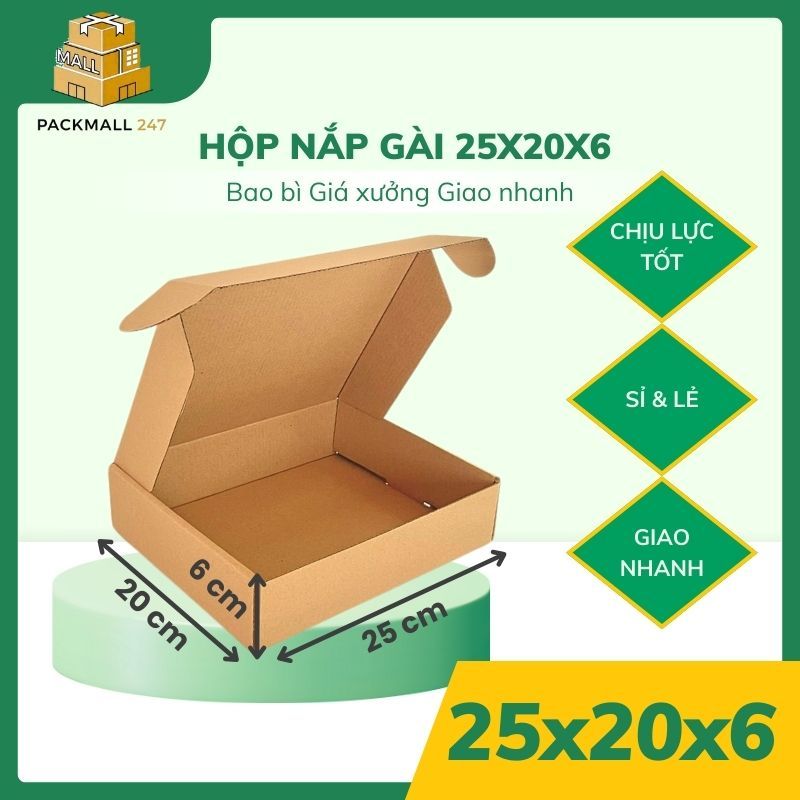 25x20x6 Hộp Carton Nắp Gài Size Phù Hợp Đóng Gói Hàng Phụ Kiện Thời Trang – Packmall247