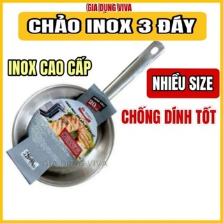  Chảo TICOOK Inox 304 3 Đáy đáy từ inox 304 CAO CẤP an toàn sức khỏe dùng được bếp từ VIVA 
