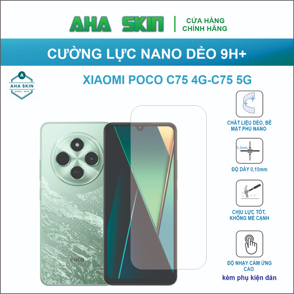 Dán cường lực Xiaomi Poco C75 4G/C75 5G, cường lực dẻo 9h+