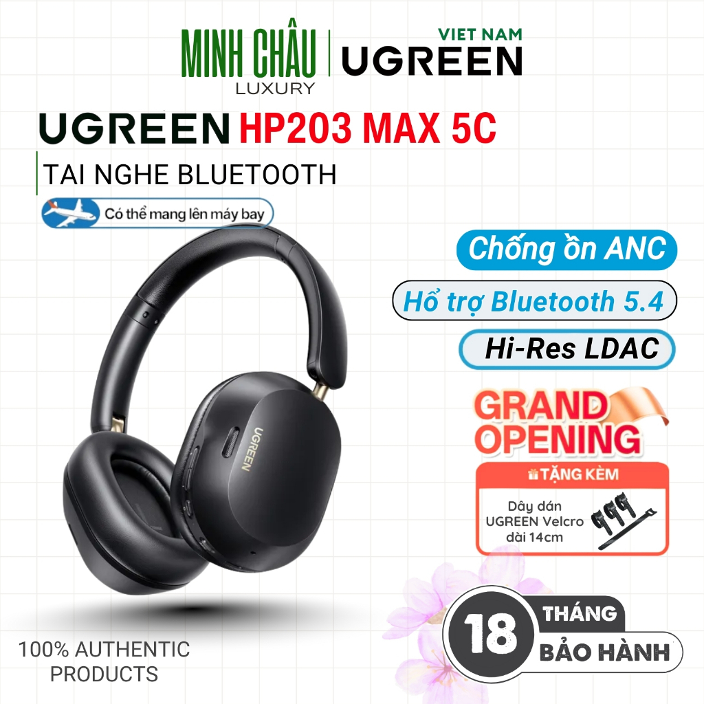 Tai nghe Bluetooth không dây UGREEN HP203 Hitune Max5C, Chống ồn chủ động ANC, Hổ trợ Hi-Res LDAC - 