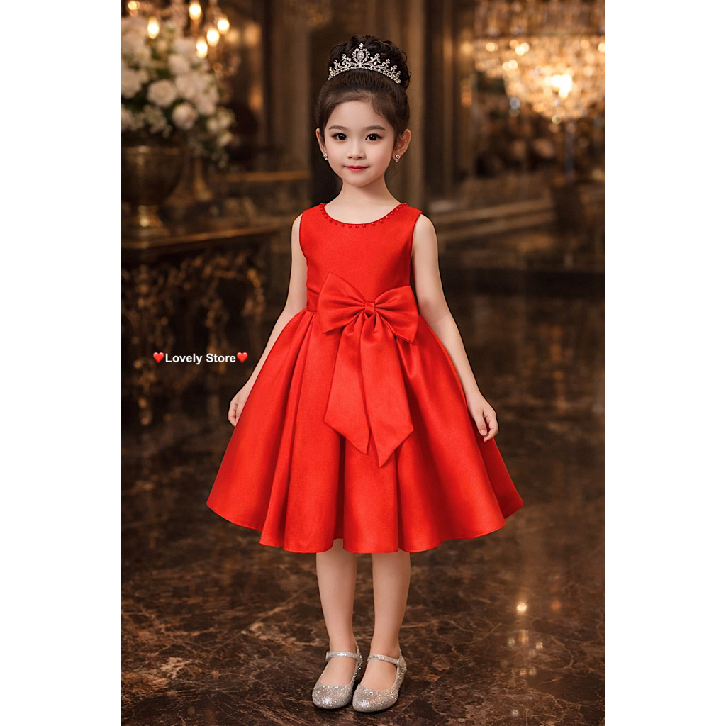 Đầm Đỏ Công Chúa Cho Bé Gái 10-20kg ( Từ 2-6 Tuổi ). Đầm váy Công Chúa  dự tiệc QCCC cho bé gái