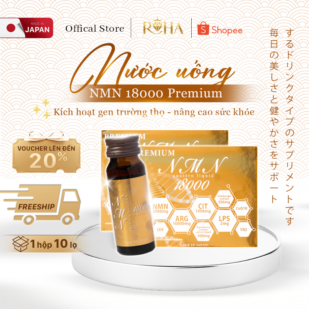 [Combo 2 hộp] Nước Uống NMN 18000 Premium Quattro Liquid