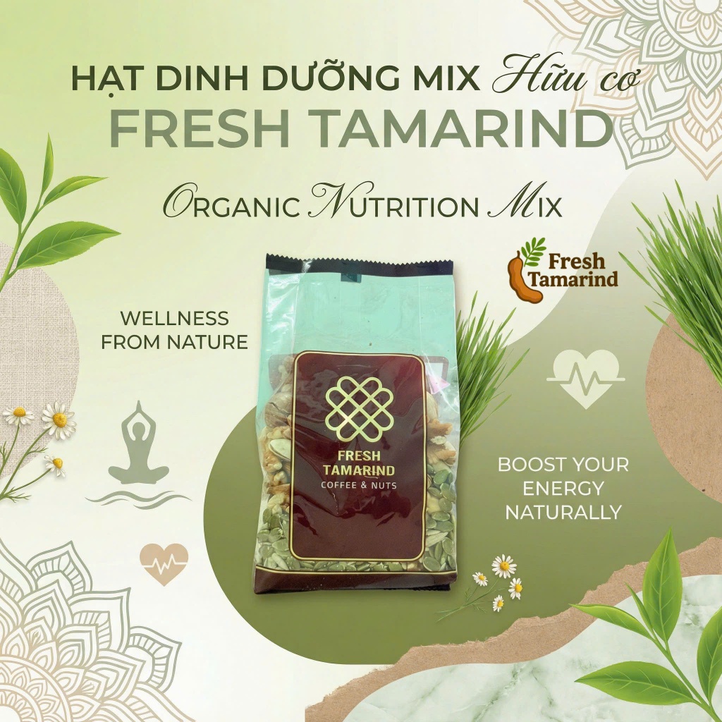 Mix 5 Nuts Hạt Không Vỏ (Nướng chín dậy vị dòn ngon) 500g.