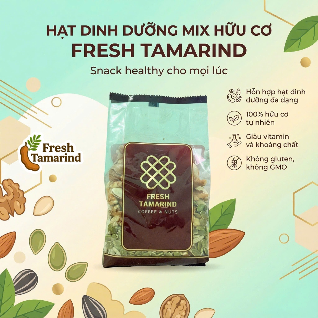 Mix Nuts Hạt Không Vỏ (Nướng chín dậy vị dòn ngon) 500g.