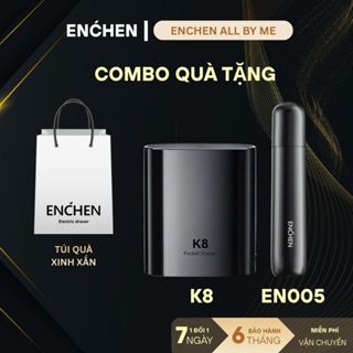  Quà tặng nam giới- Set quà tặng máy cạo râu Enchen K8  Mini 6& máy tỉa lông mũi EN005 kèm túi quà xách tay 