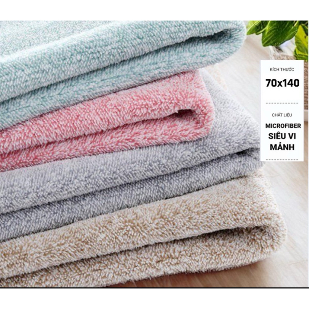 Khăn tắm Poêmy ST KT(70x140cm) - Trơn (Khăn không có sọc trắng)