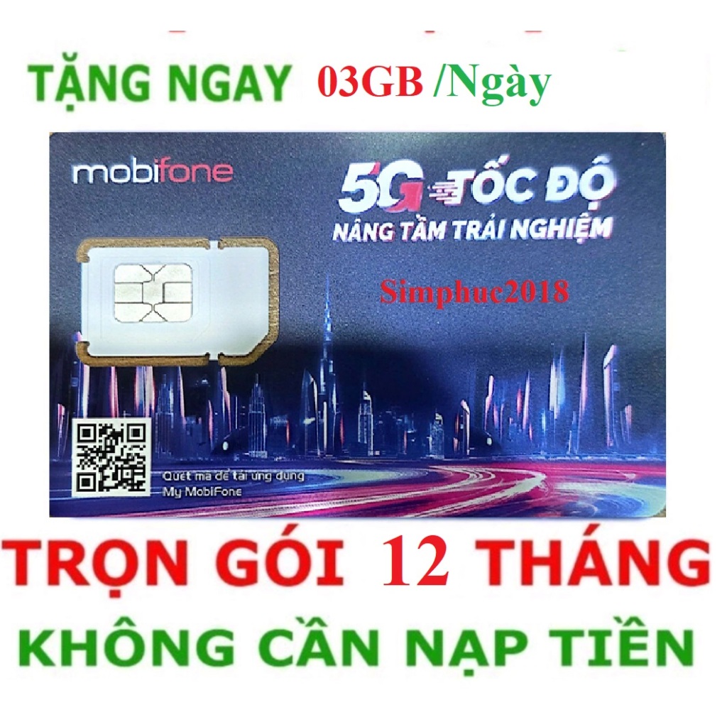 SIM 5G MOBIFONE  03GB/Ngày (Miễn Phí 12 Tháng