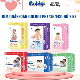 Bỉm quần/dán Goldgi+/X5/Eco Nhật Bản đủ size /S84/M66/M60/L48/L56/XL44