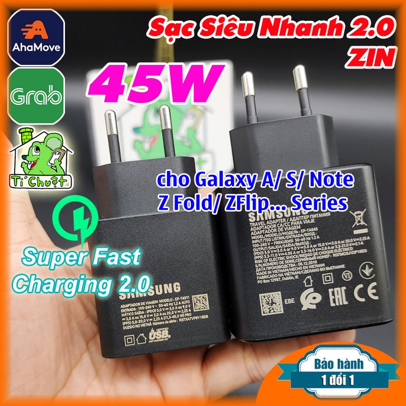 [ZIN Chính Hãng] Sạc Siêu Nhanh 2.0 Samsung 45W EP- TA845 T4511 chuẩn PD PPS USB-C Super Fast Chargi