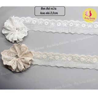 (GIÁ 3M) Ren thô boi trang trí viền, ruybăng Ren Thô Hoa Nhí 3cm chấtliệu Cotton làm nơkẹp tóc, váy