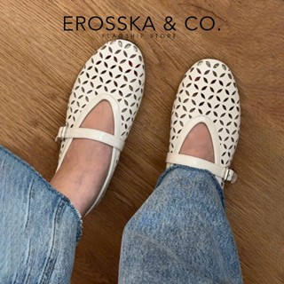  Erosska - Giày búp bê nữ lưới phối khóa cài quai ngang trẻ trung năng động màu đỏ đô cao 2cm - EL068 