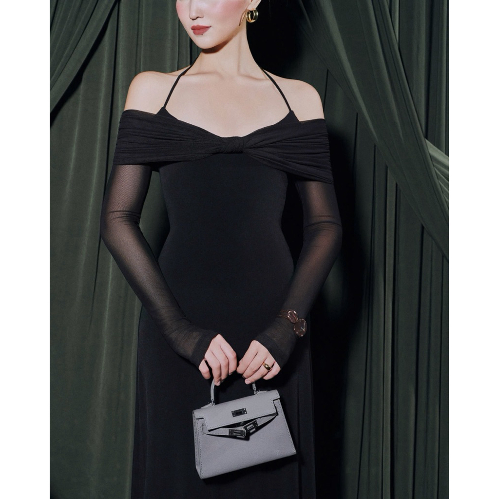 VBS - AURA DRESS - Đầm Maxi Đi Tiệc, Đầm Maxi form Body, Đầm tay dài phối lưới