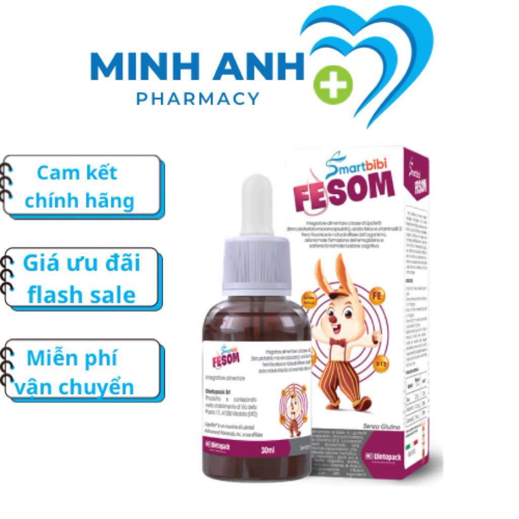 Siro Bổ Sung Sắt Smartbibi Fesom Cải Thiện Tình Trạng Thiếu máu Cho Bé Chai 30ml-sieuthimevabe
