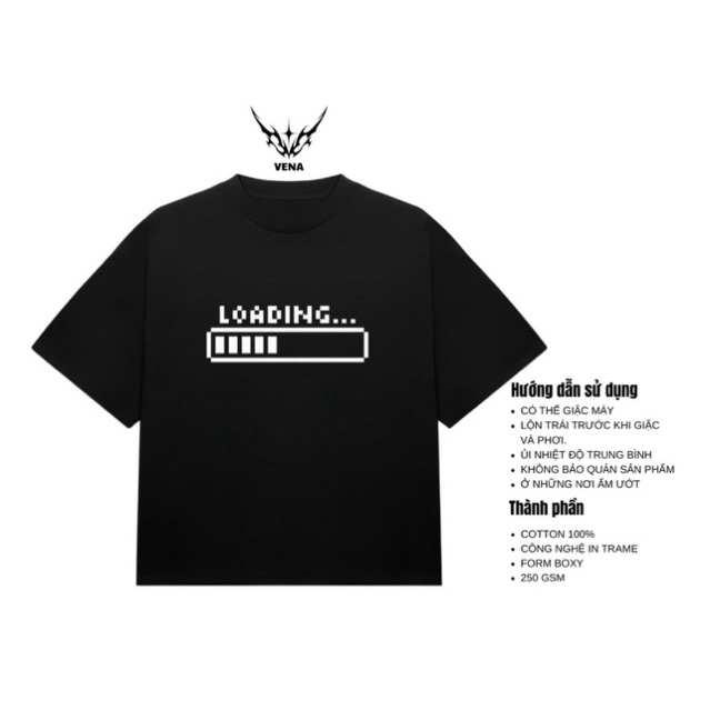 Áo thun boxy "Loading..." 100% cotton - brand vena